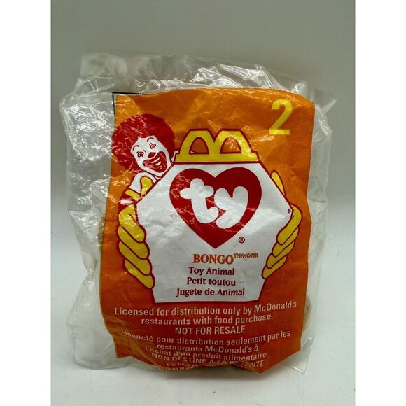 Ty Mini Beanie Baby BONGO The Monkey No. 2 McDonalds 1998 Factory Sealed - Picture 1 of 2